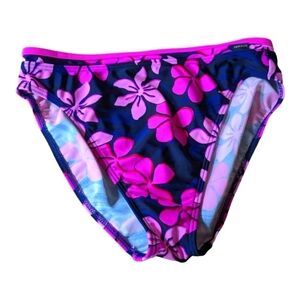 Seafolly Australia Navy & Pink Floral Bikini Bottoms Size 11-12 EUC
